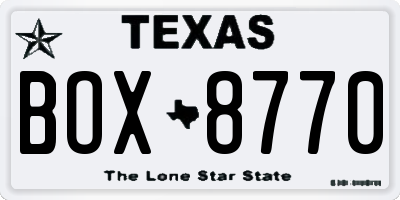 TX license plate BOX8770