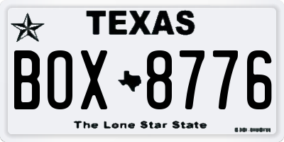 TX license plate BOX8776