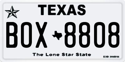 TX license plate BOX8808