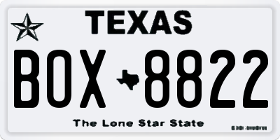 TX license plate BOX8822