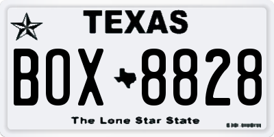TX license plate BOX8828