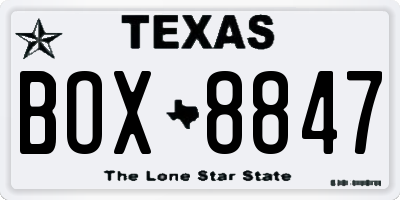 TX license plate BOX8847