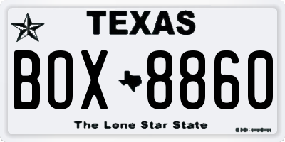 TX license plate BOX8860