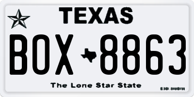 TX license plate BOX8863