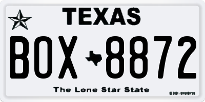 TX license plate BOX8872