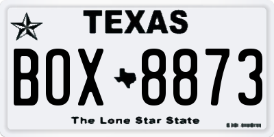 TX license plate BOX8873