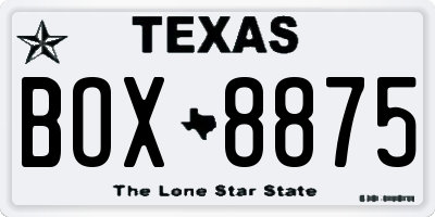 TX license plate BOX8875