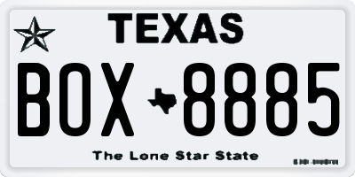 TX license plate BOX8885