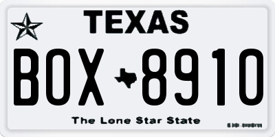 TX license plate BOX8910
