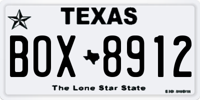 TX license plate BOX8912