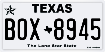 TX license plate BOX8945