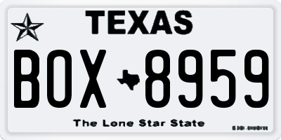 TX license plate BOX8959