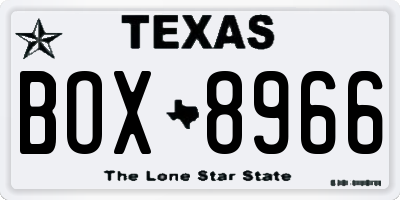 TX license plate BOX8966