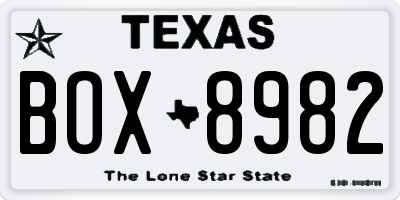 TX license plate BOX8982