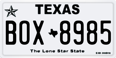 TX license plate BOX8985