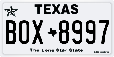 TX license plate BOX8997