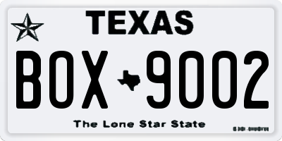 TX license plate BOX9002