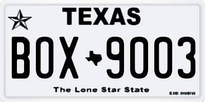 TX license plate BOX9003