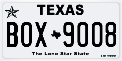 TX license plate BOX9008