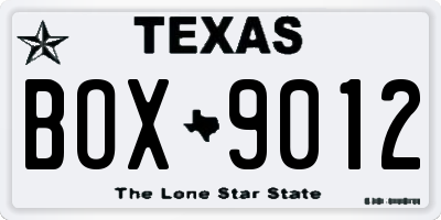 TX license plate BOX9012