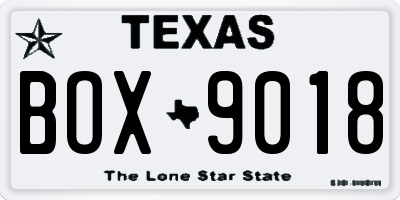 TX license plate BOX9018
