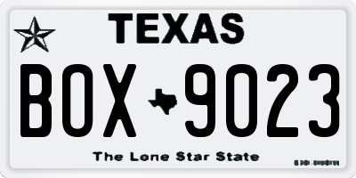 TX license plate BOX9023