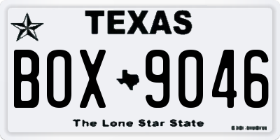 TX license plate BOX9046