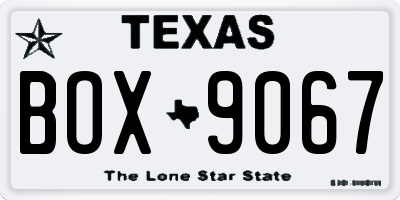 TX license plate BOX9067