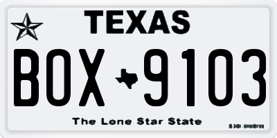 TX license plate BOX9103