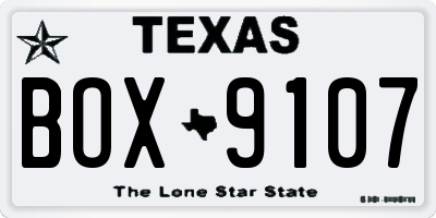 TX license plate BOX9107