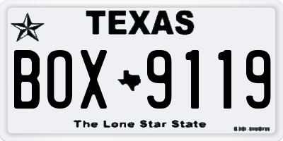 TX license plate BOX9119
