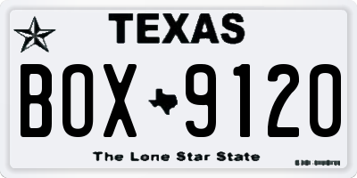 TX license plate BOX9120