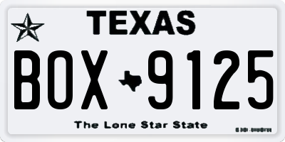 TX license plate BOX9125