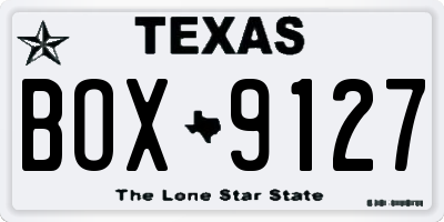 TX license plate BOX9127