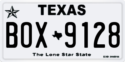 TX license plate BOX9128