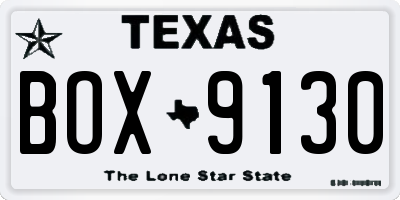 TX license plate BOX9130