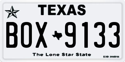TX license plate BOX9133