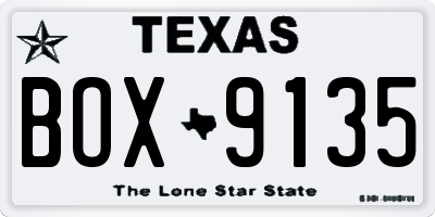 TX license plate BOX9135