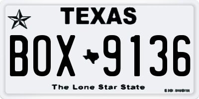 TX license plate BOX9136