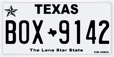 TX license plate BOX9142