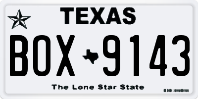TX license plate BOX9143