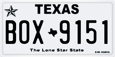 TX license plate BOX9151