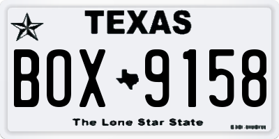 TX license plate BOX9158
