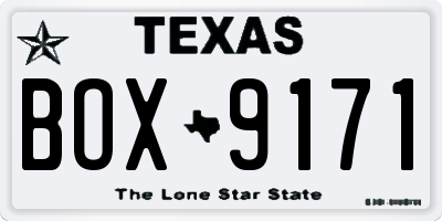 TX license plate BOX9171