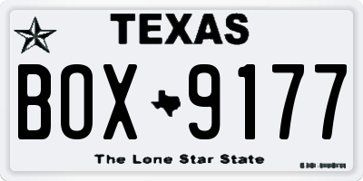 TX license plate BOX9177