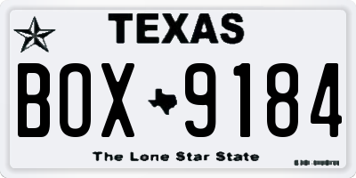 TX license plate BOX9184