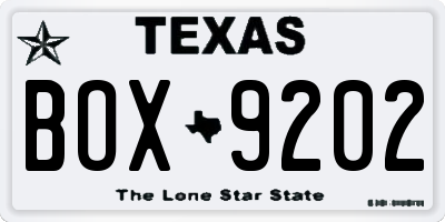 TX license plate BOX9202