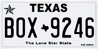TX license plate BOX9246