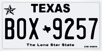TX license plate BOX9257
