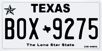 TX license plate BOX9275